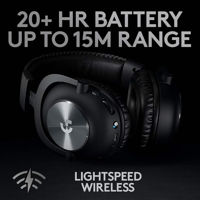 Logitech G PRO X Wireless Lightspeed Gaming Headset (Gen 1) – Blue VO!CE Mic Technology, 50mm PRO-G Drivers, DTS Headphone:X 2.0 Surround Sound, Black