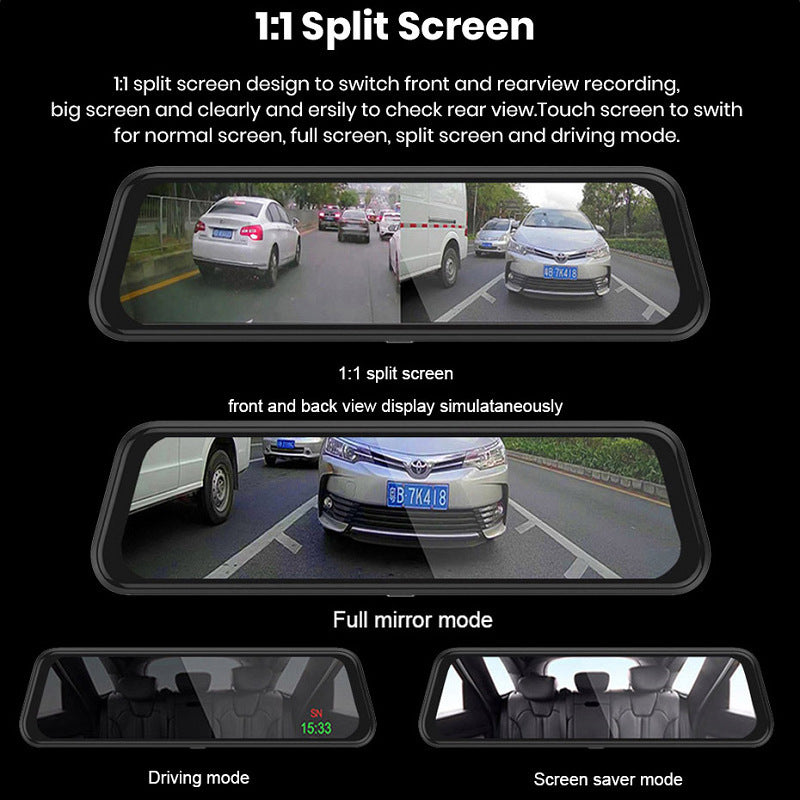 Front & Rear Dual Recording Dash Cam – Rear View Mirror Camera