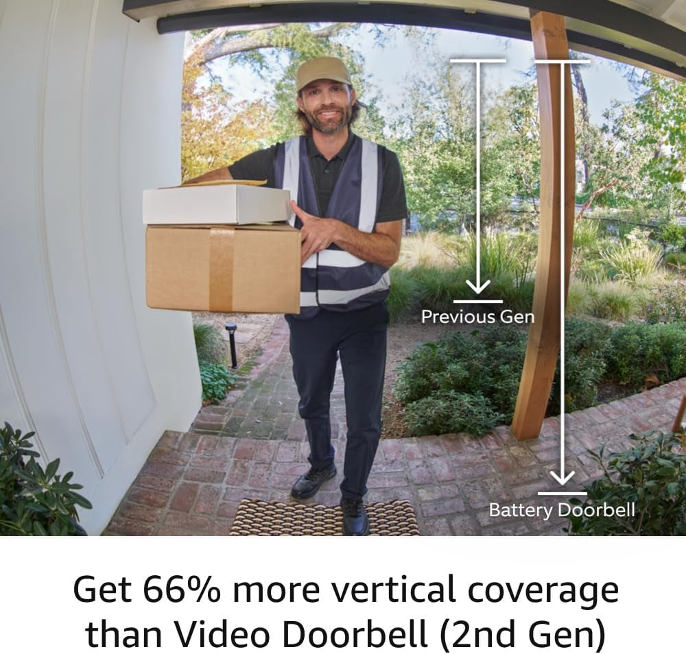 Battery Doorbell, Head-To-Toe Video, Live View with Two-Way Talk, and Motion Detection & Alerts (2024 Release), Venetian Bronze