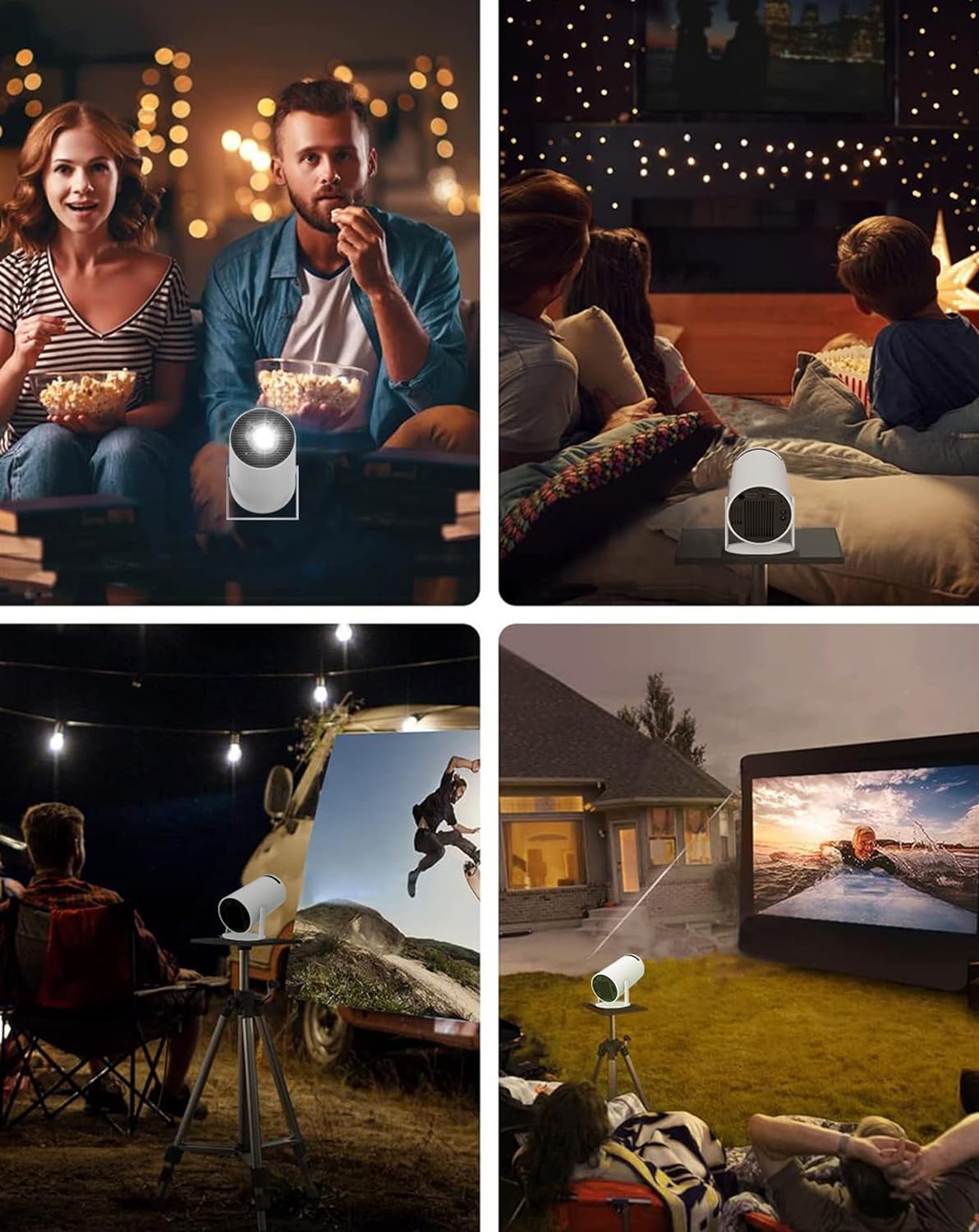 [Auto Keystone] HY300 Smart Projector with Android TV 11.0, 5G Wifi Bluetooth Projector 4K Supported,Mini Portable Outdoor Movie Projector Compatible Com Apple,Ios,Android (White)
