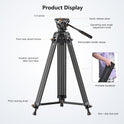 Video Tripod,  74" Professional Metal Heavy Duty Camera Tripods with Adjustable Damping Fluid Head, Dual-Mode QR Plate Compatible with DJI RS4 Manfrotto (Q6 New Fluid Head)