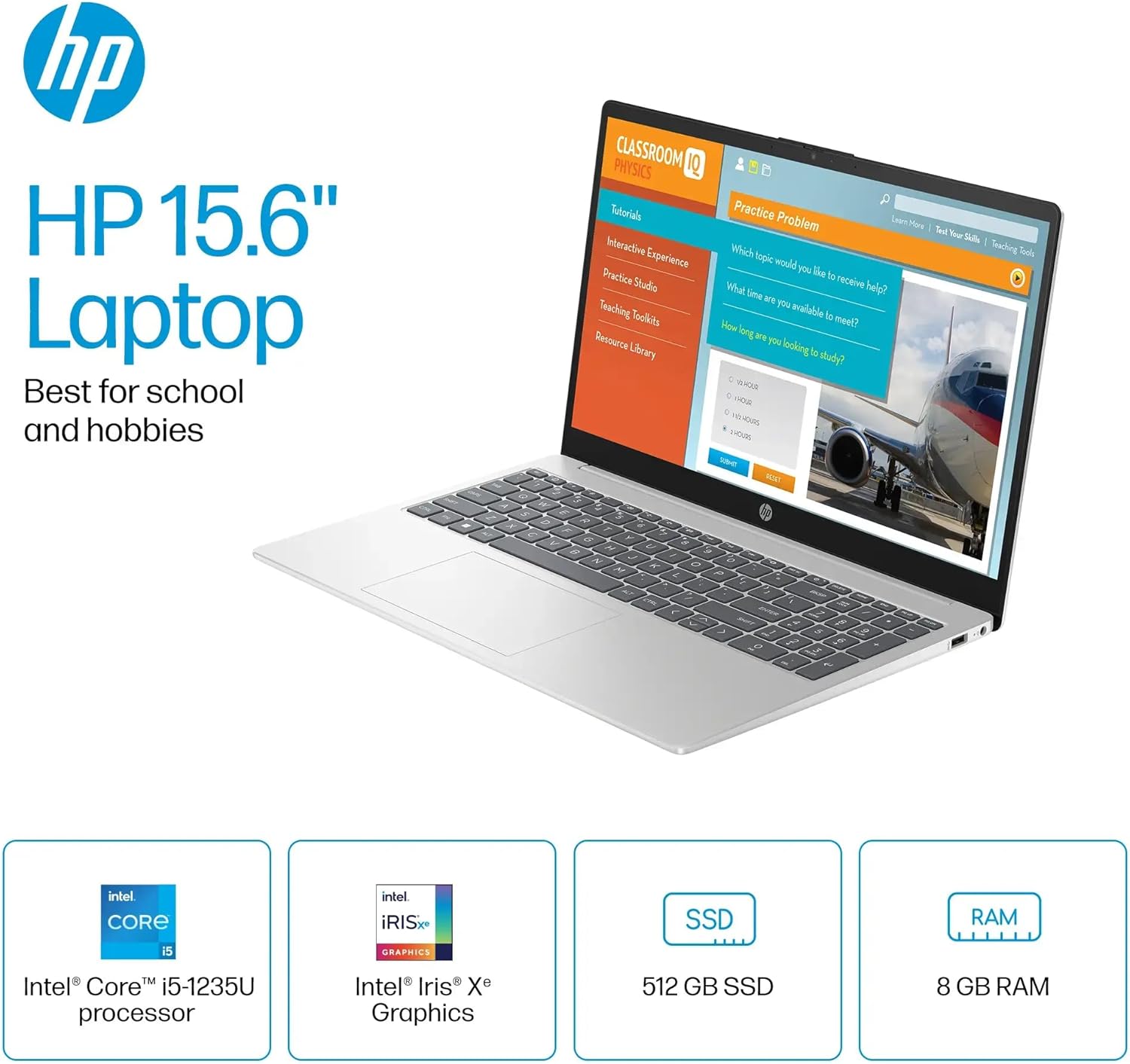 15.6" Touchscreen Laptop – Intel i5-1235U, 10-Core, 8GB RAM, 512GB SSD, Windows 11 Home, Wi-Fi 6, Bluetooth – Natural Silver + TWE Accessories