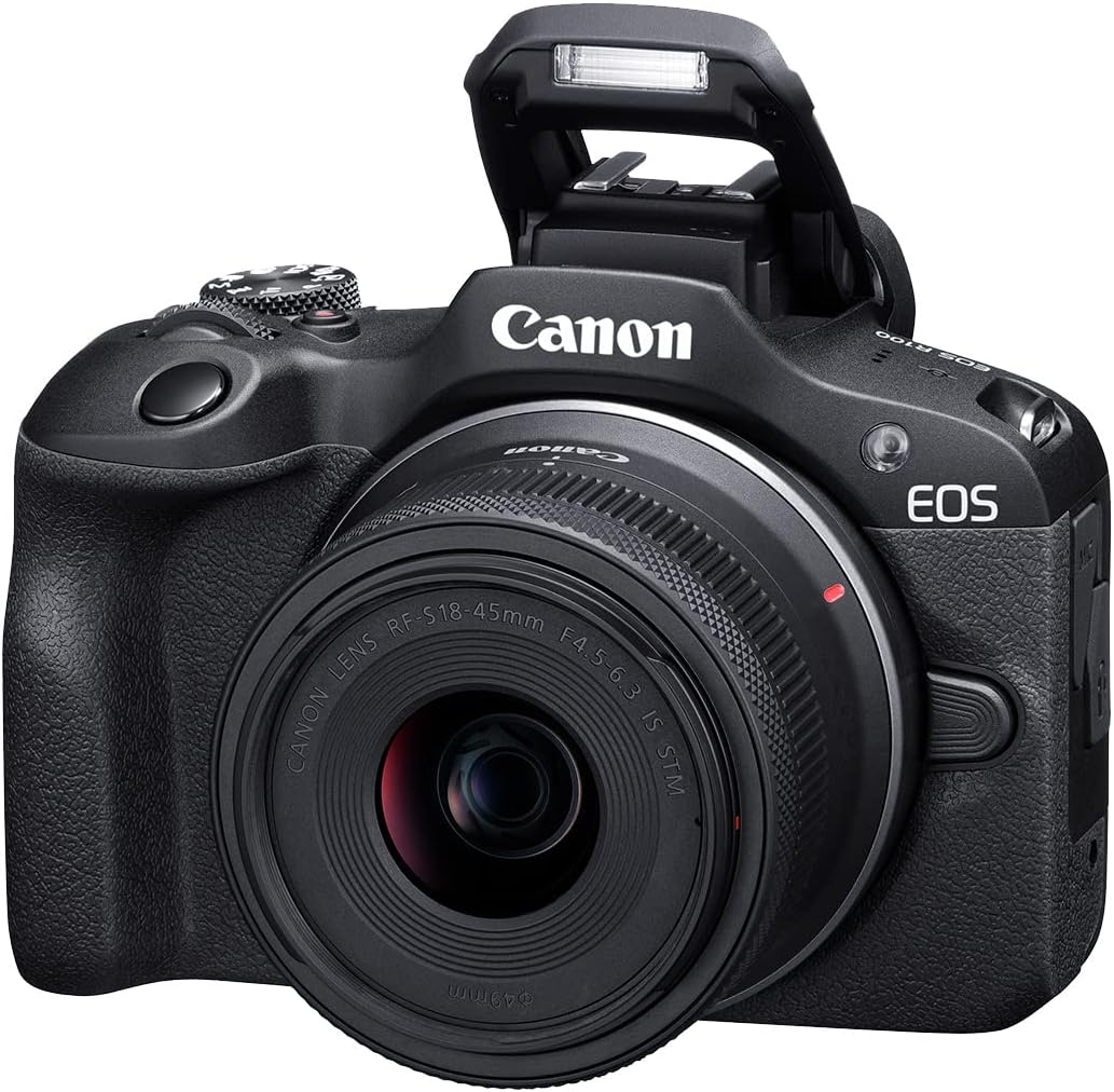  Canon EOS R100 Mirrorless Camera with RF-S 18–45mm Lens Kit 24.1MP APS-C CMOS Sensor | 4K Video | Dual Pixel AF | Compact RF Mount System