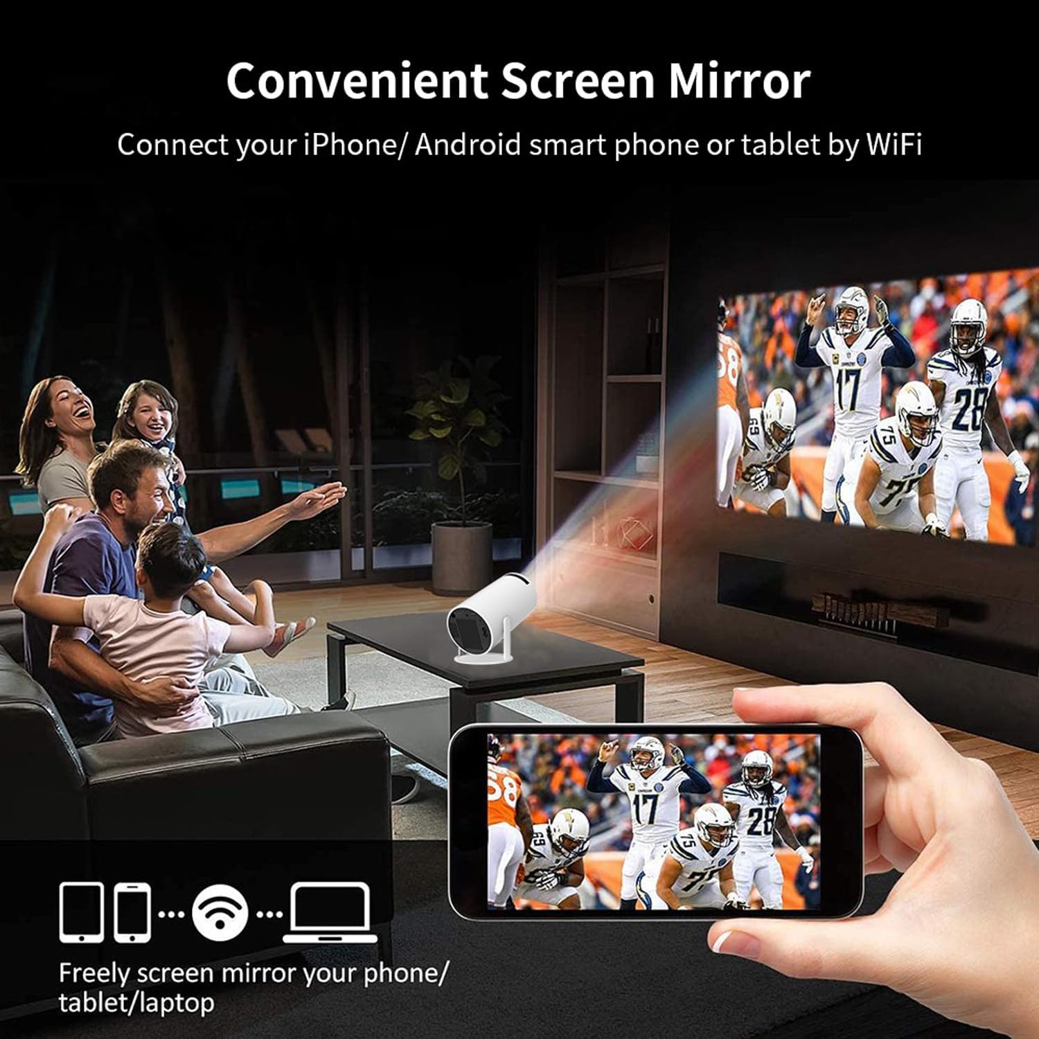 [Auto Keystone] HY300 Smart Projector with Android TV 11.0, 5G Wifi Bluetooth Projector 4K Supported,Mini Portable Outdoor Movie Projector Compatible Com Apple,Ios,Android (White)
