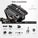 Video Tripod,  74" Professional Metal Heavy Duty Camera Tripods with Adjustable Damping Fluid Head, Dual-Mode QR Plate Compatible with DJI RS4 Manfrotto (Q6 New Fluid Head)
