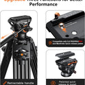 Video Tripod,  74" Professional Metal Heavy Duty Camera Tripods with Adjustable Damping Fluid Head, Dual-Mode QR Plate Compatible with DJI RS4 Manfrotto (Q6 New Fluid Head)