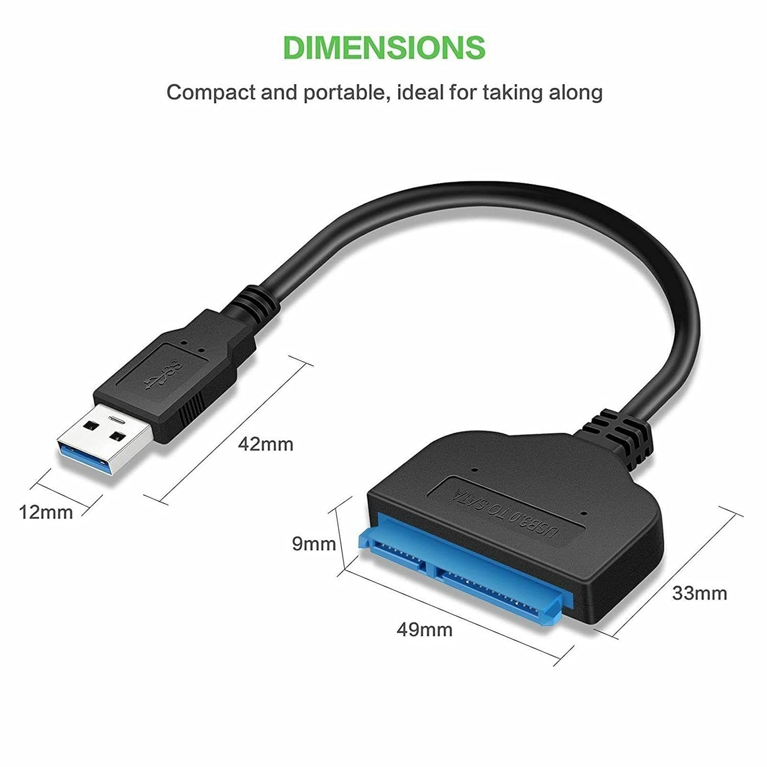 USB 3.0 to SATA 22 Pin 2.5 Inch Hard Disk Drive SSD Adapter Connector Lead Cable SATA III