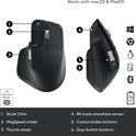 Logitech MX Master 3S Wireless Performance Mouse – 8K DPI, Ultra-Fast Scrolling, Quiet Clicks, USB-C, Bluetooth, Track on Glass – Graphite (Windows, macOS, Linux, Chrome OS)