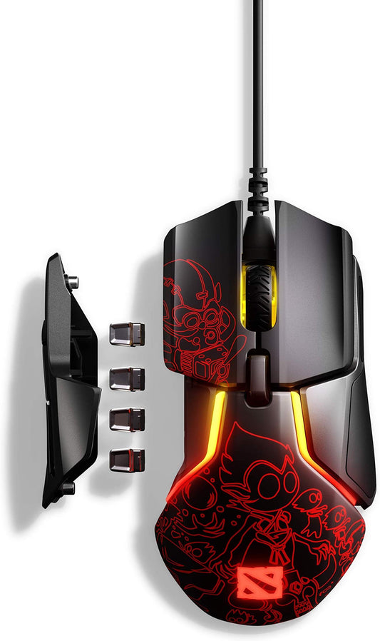 SteelSeries Rival 600 Dota 2 Edition Gaming Mouse – 12,000 CPI TrueMove3+ Dual Optical Sensor, 0.5mm Lift-off Distance, Adjustable Weight System, RGB Lighting
