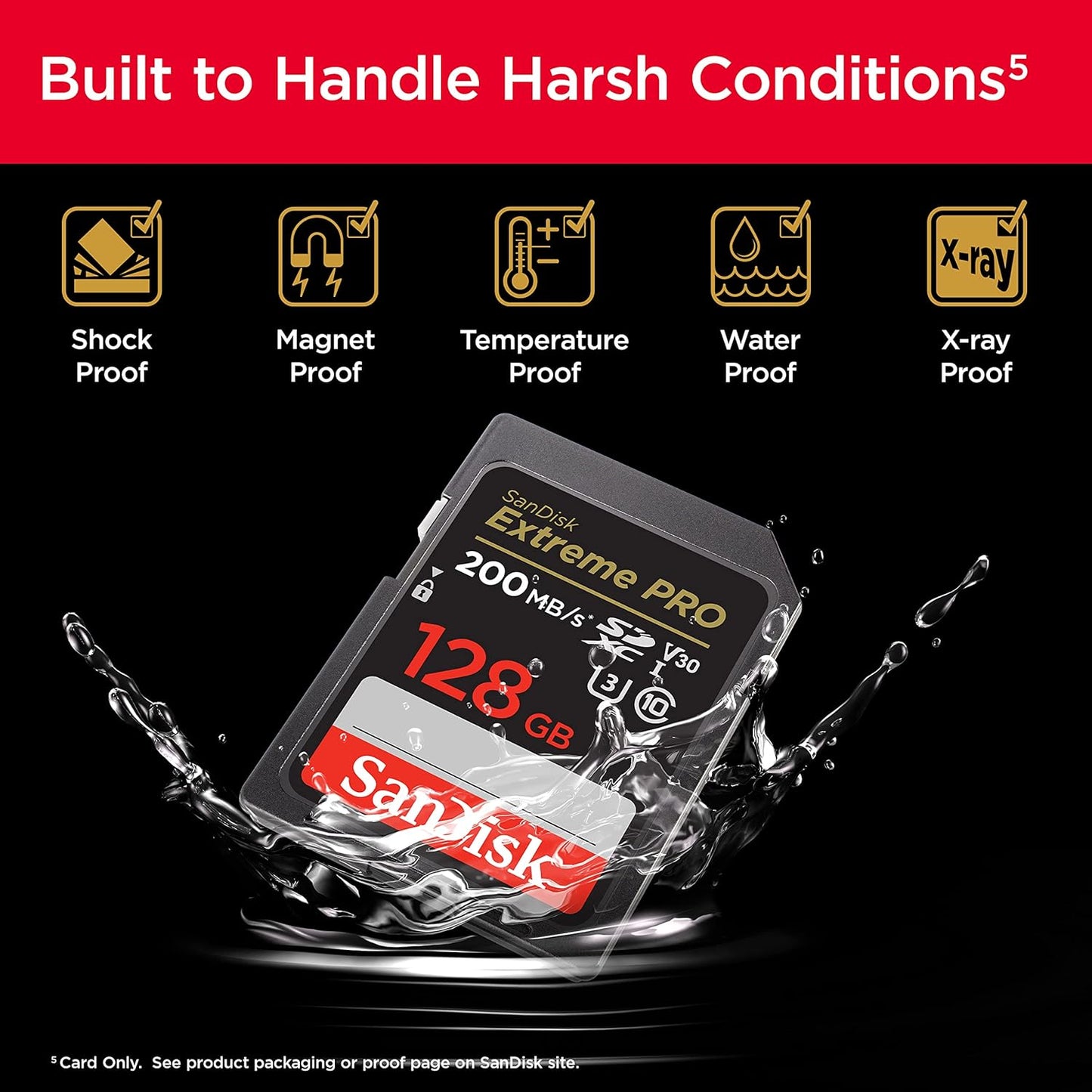 SanDisk 128GB Extreme PRO SDXC UHS-I Memory Card – C10, U3, V30, 4K UHD, High-Speed Performance, SDSDXXD-128G-GN4IN