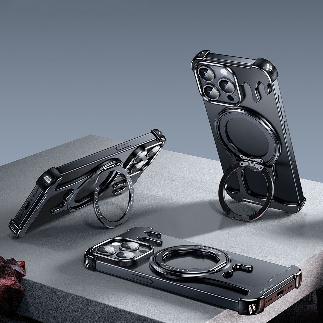 Liquid Metal Casing Phone Case – Frameless Magnetic Rotating Bracket