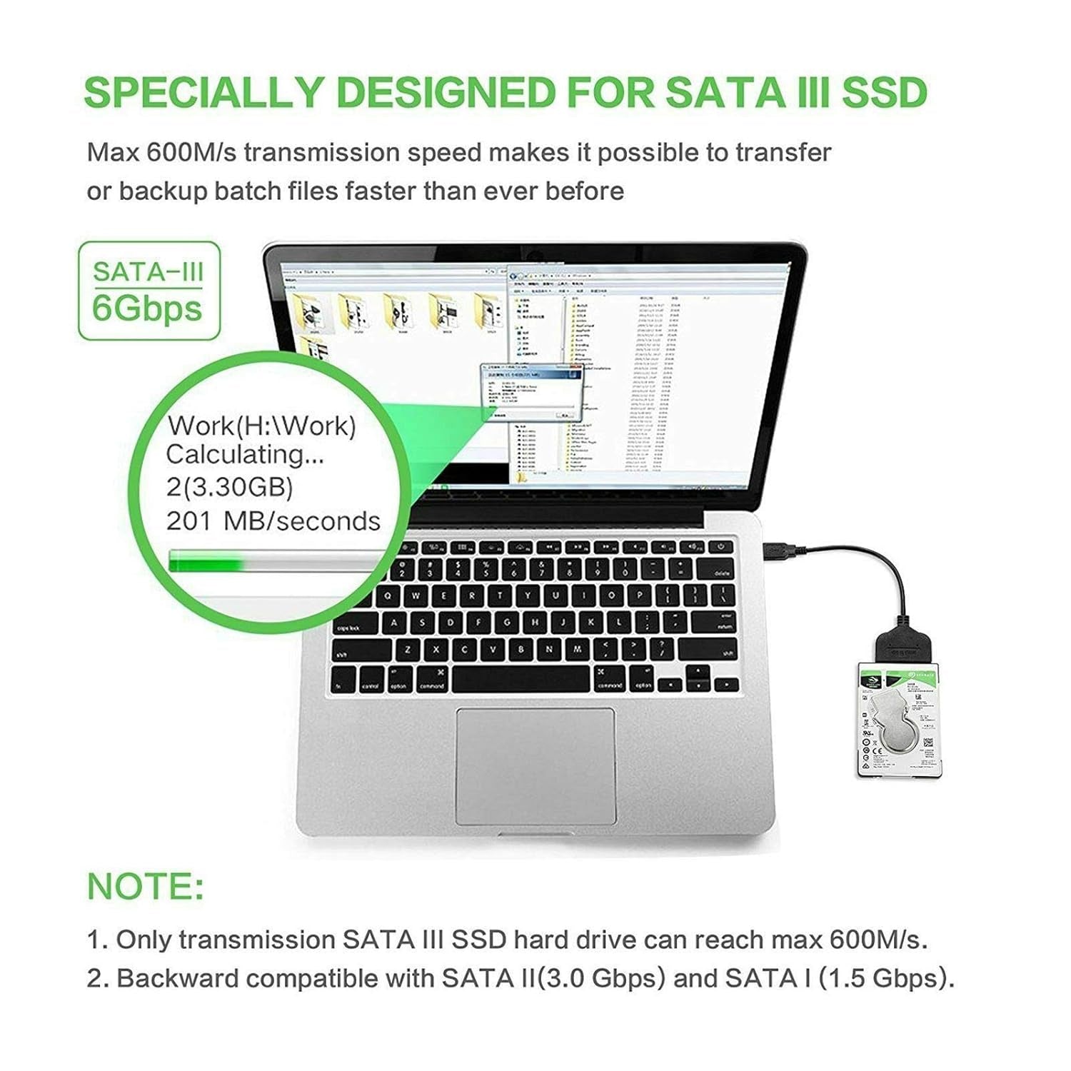 USB 3.0 to SATA 22 Pin 2.5 Inch Hard Disk Drive SSD Adapter Connector Lead Cable SATA III