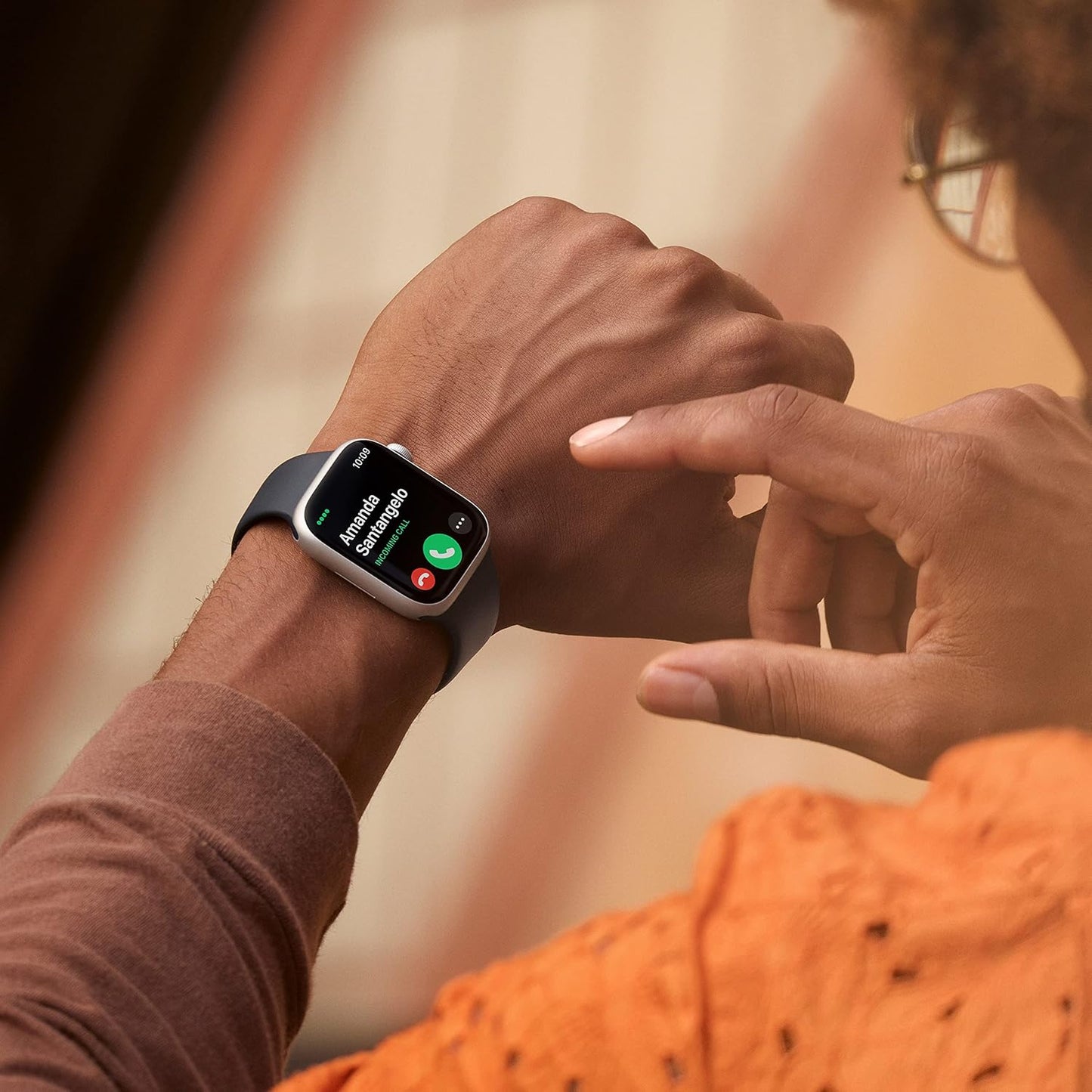 Apple Watch Series 8 [GPS + Cellular, 45mm] – Silver Stainless Steel Case with White Sport Band (M/L) + AppleCare+ 2-Year Coverage