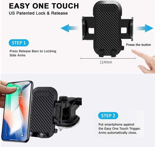 Universal Car Phone Holder – 360° Rotating Windshield & Dashboard Mount