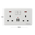 Double Wall Plug Socket – 2 Gang 13A with 2 USB Charger Outlets (UK Standard)