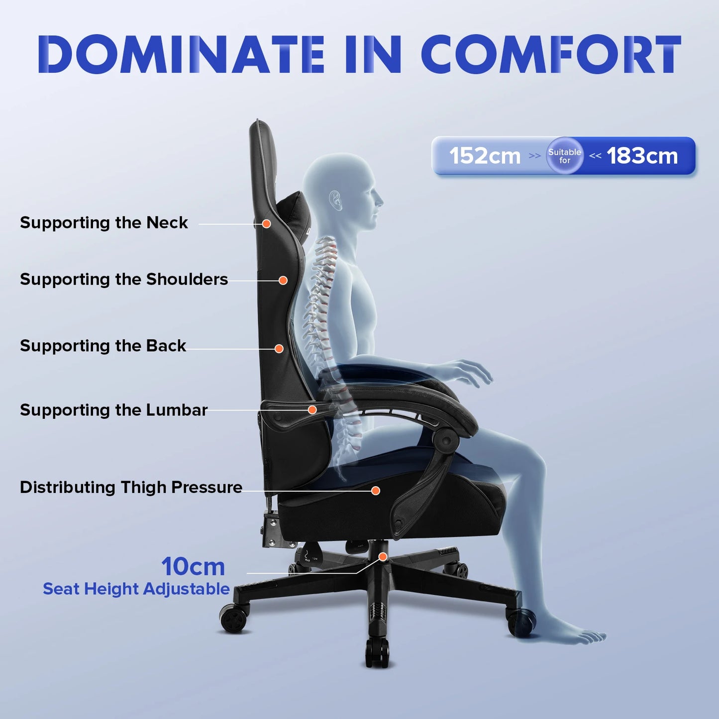 LUCKRACER Gaming Chair – Ergonomic Massage Computer Chair