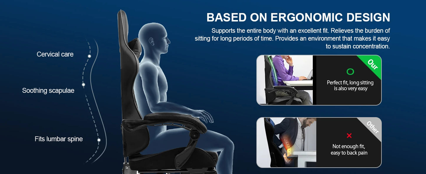 LUCKRACER Gaming Chair – Ergonomic Massage Computer Chair