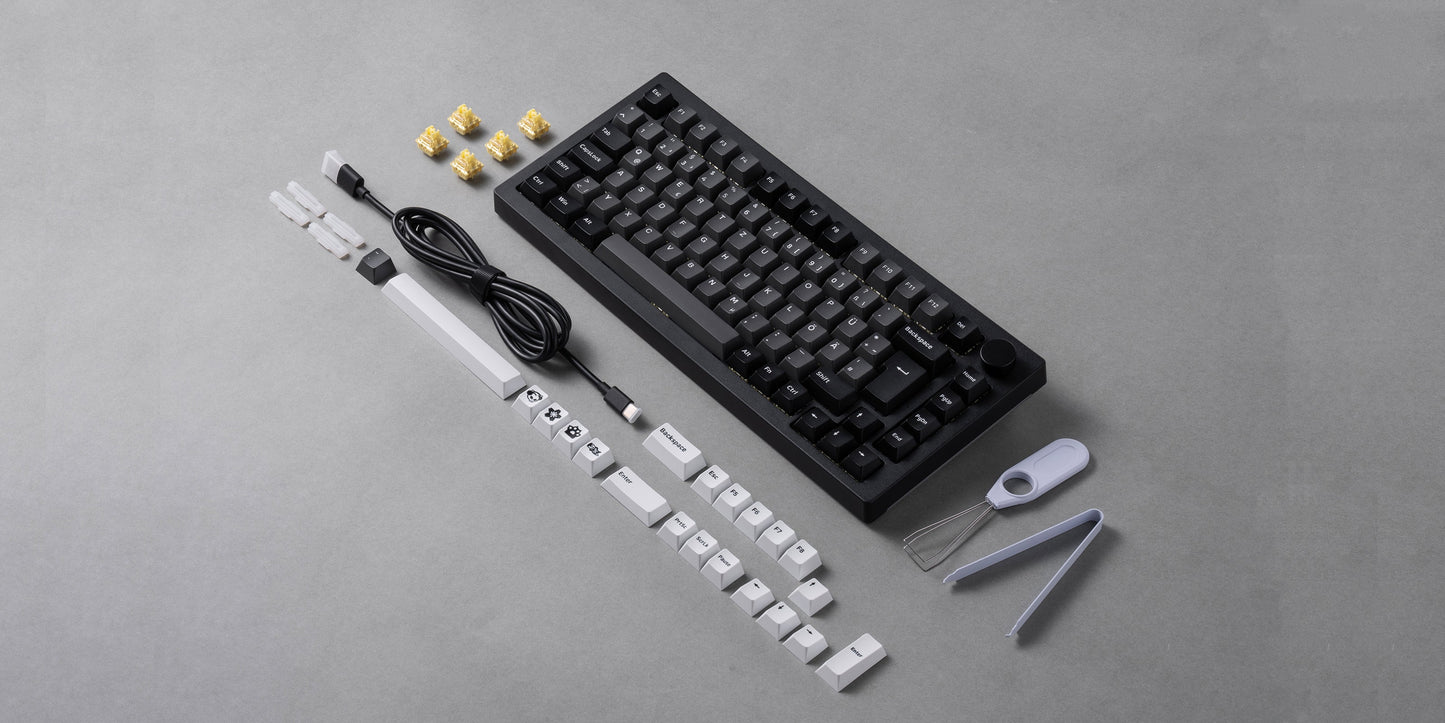 Akko 5075B Plus 75% Mechanical Gaming Keyboard Black & Silver ISO-UK Hot Swap Side LED RGB Multi-Modes 2.4GHz /USB Type-C/BT 5.0