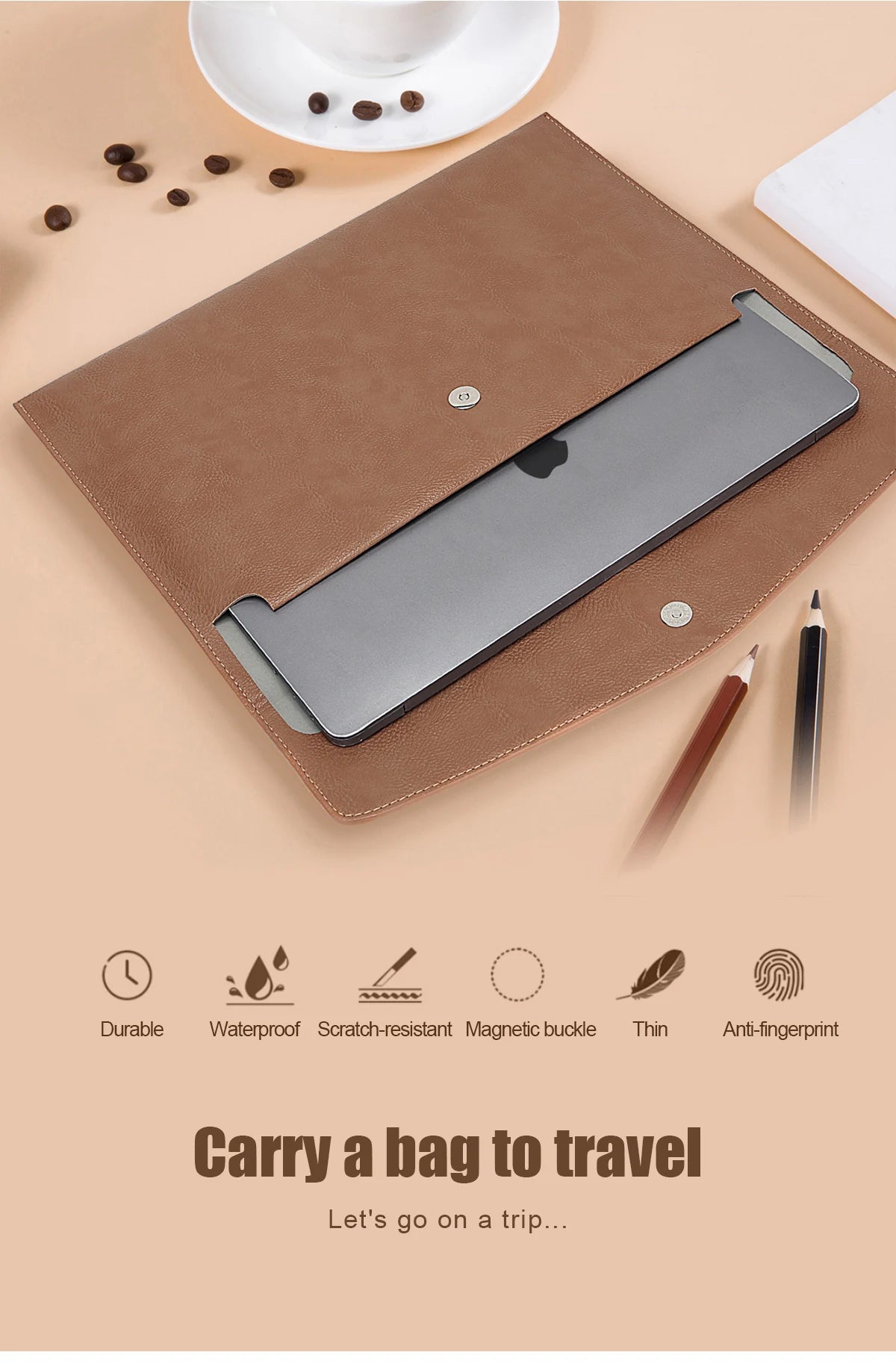 Premium PU Leather Sleeve Case for MacBook & iPad