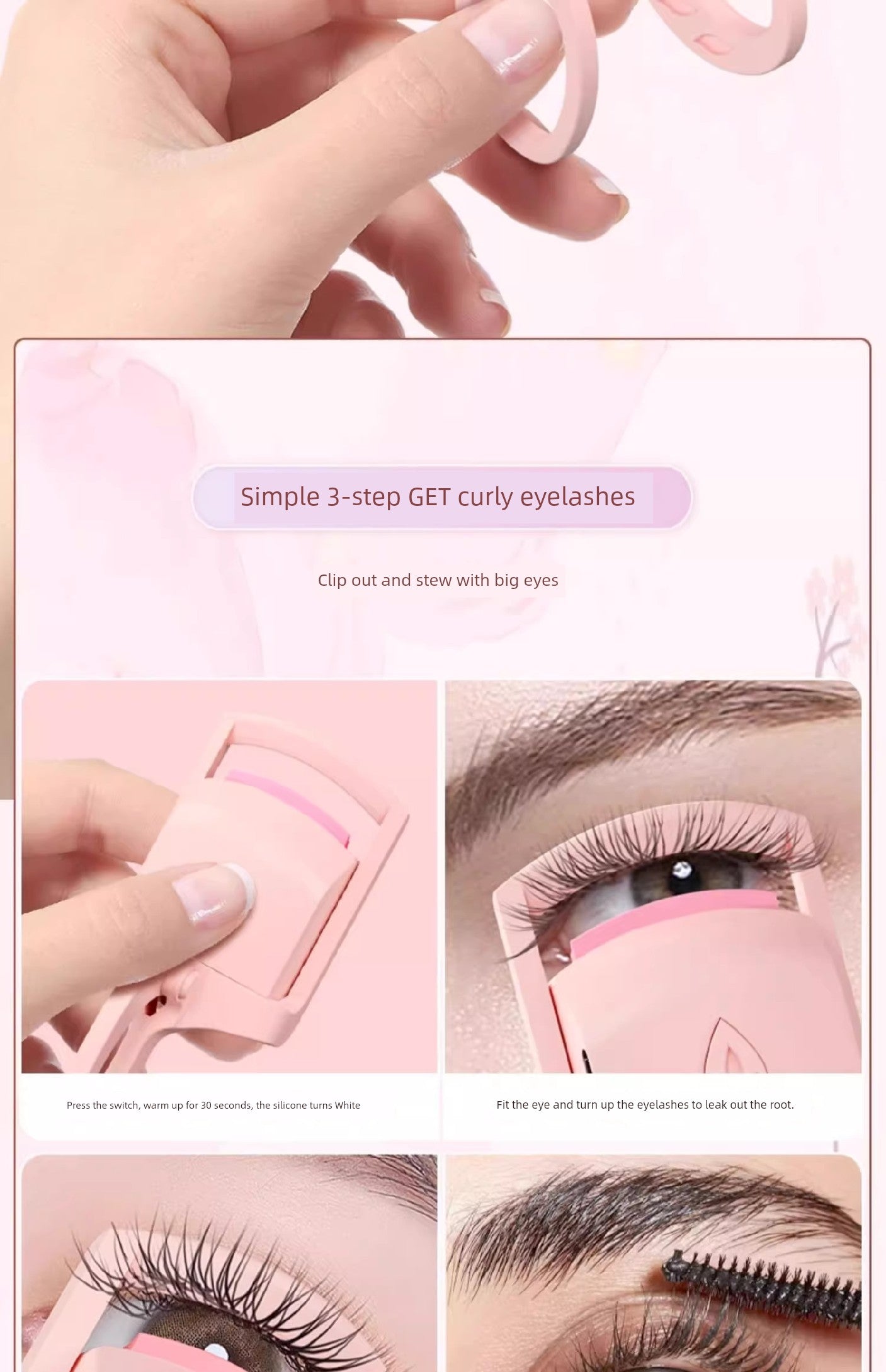 Electric Eyelash Curler – Heated Perming Tool for Long-Lasting Curls | Wide-Angle Clip & Fast Heating