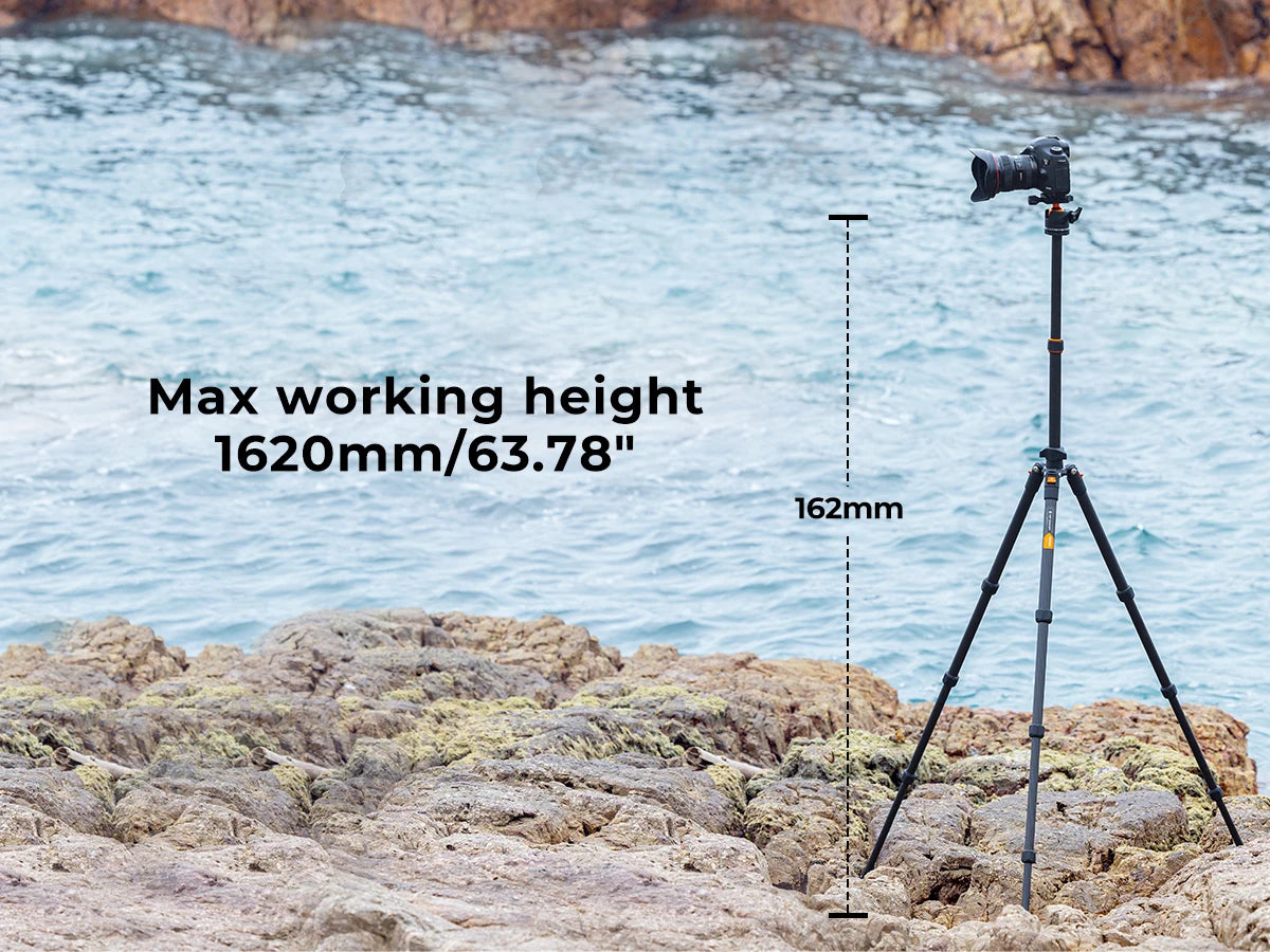 K&F Concept 64” Carbon Fiber Camera Tripod | Lightweight & Travel-Friendly