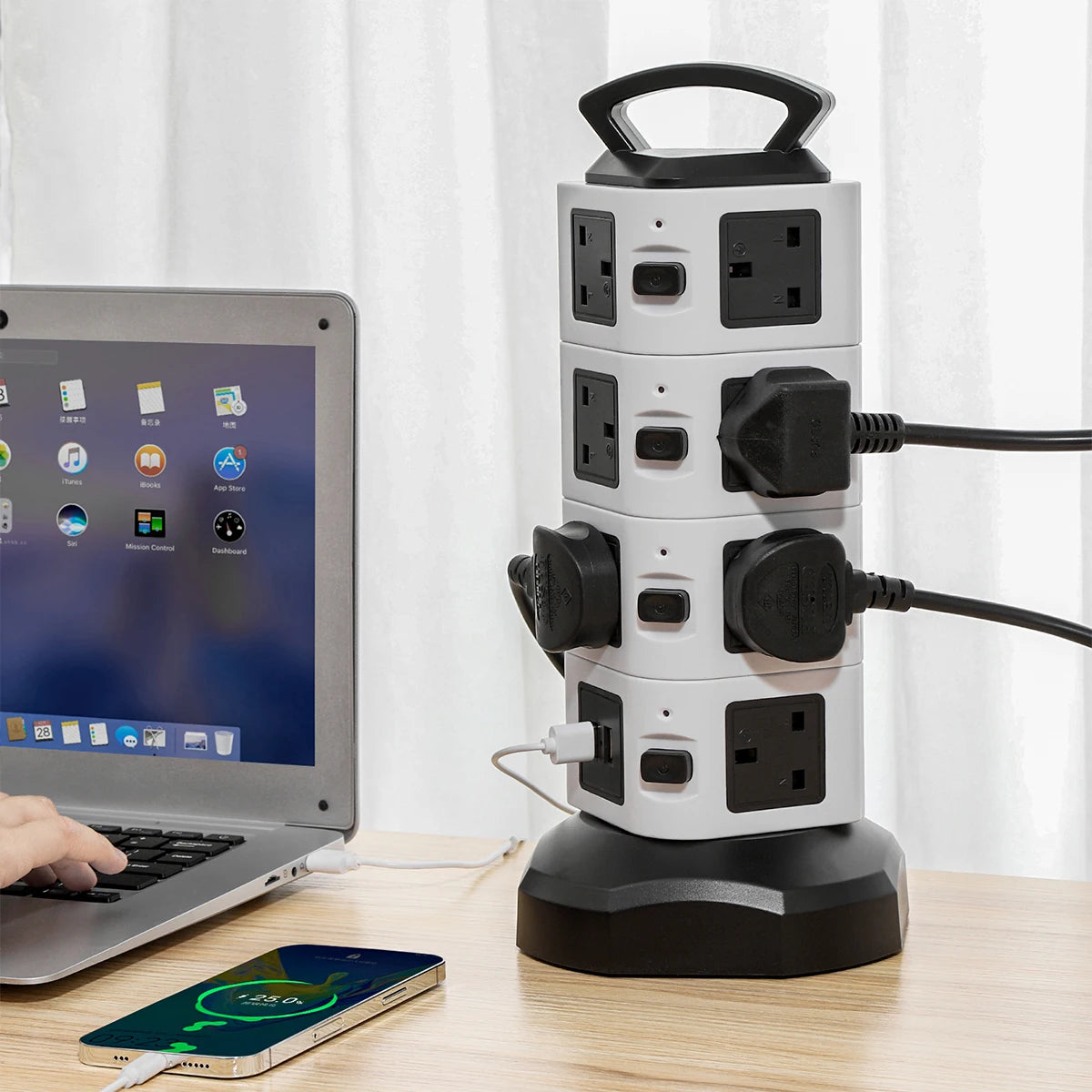 Vertical Power Strip Tower – 7/11/15 Outlets with USB & Surge Protection