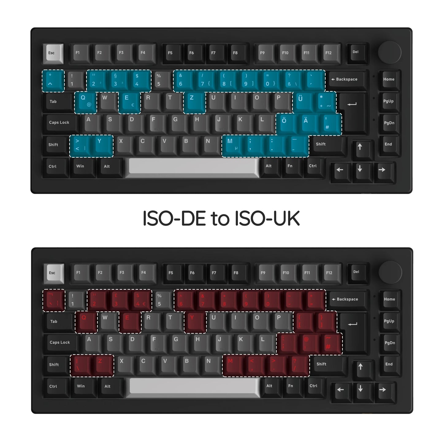 Akko 5075B Plus 75% Mechanical Gaming Keyboard Black & Silver ISO-UK Hot Swap Side LED RGB Multi-Modes 2.4GHz /USB Type-C/BT 5.0