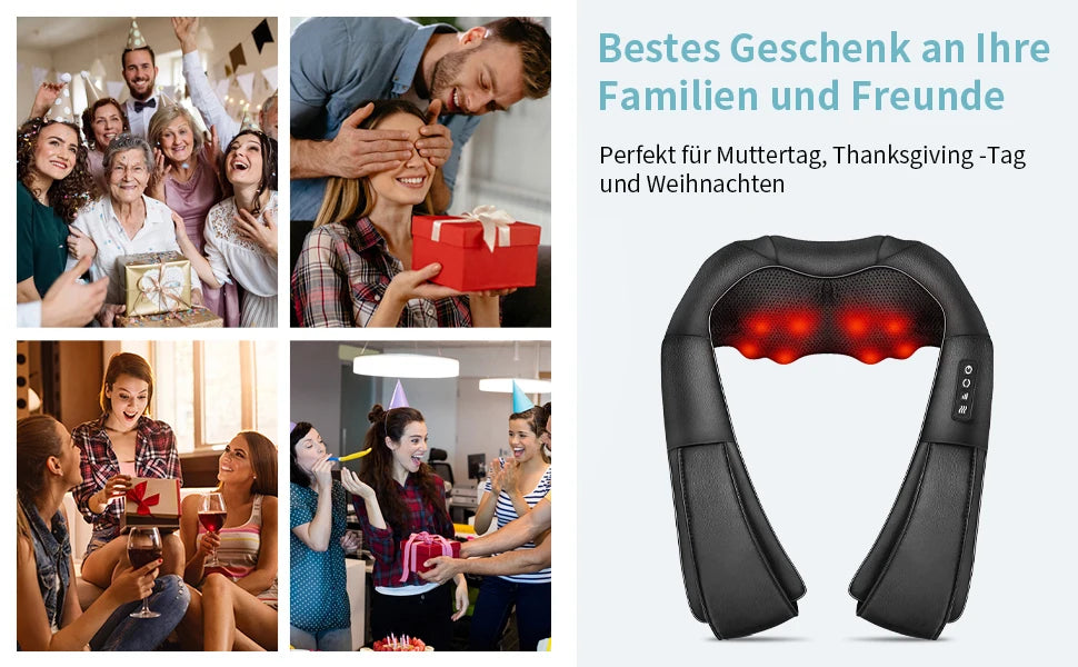 Electric Shiatsu Back, Neck & Shoulder Massager with Heat – Car & Home Use