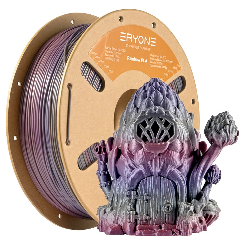 Eryone New Rainbow PLA Filament Multicolor Perfect Spooled 1.75mm 1KG Texture For 3d Printer High Quality Fast Shipping