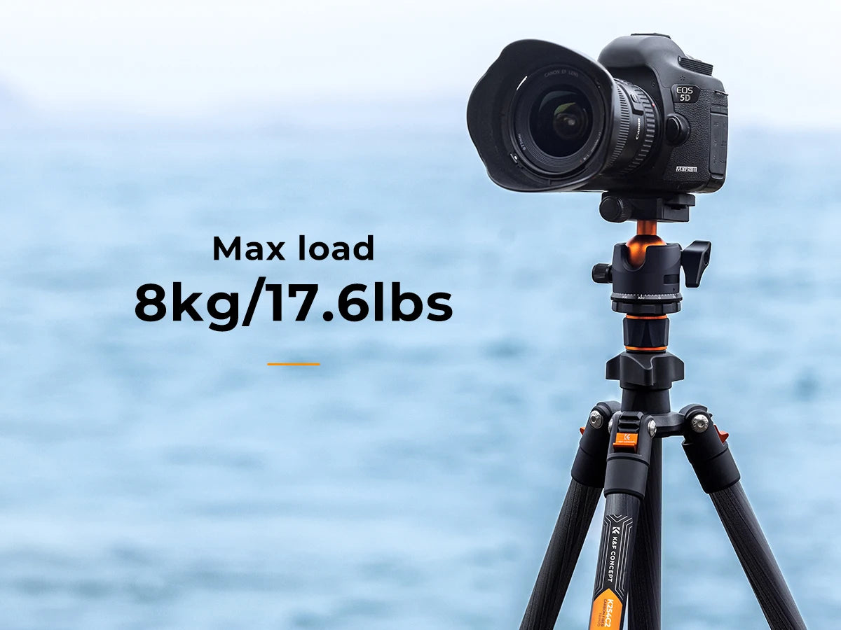 K&F Concept 64” Carbon Fiber Camera Tripod | Lightweight & Travel-Friendly