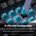 Akko 5075B Plus 75% Mechanical Gaming Keyboard Black & Silver ISO-UK Hot Swap Side LED RGB Multi-Modes 2.4GHz /USB Type-C/BT 5.0