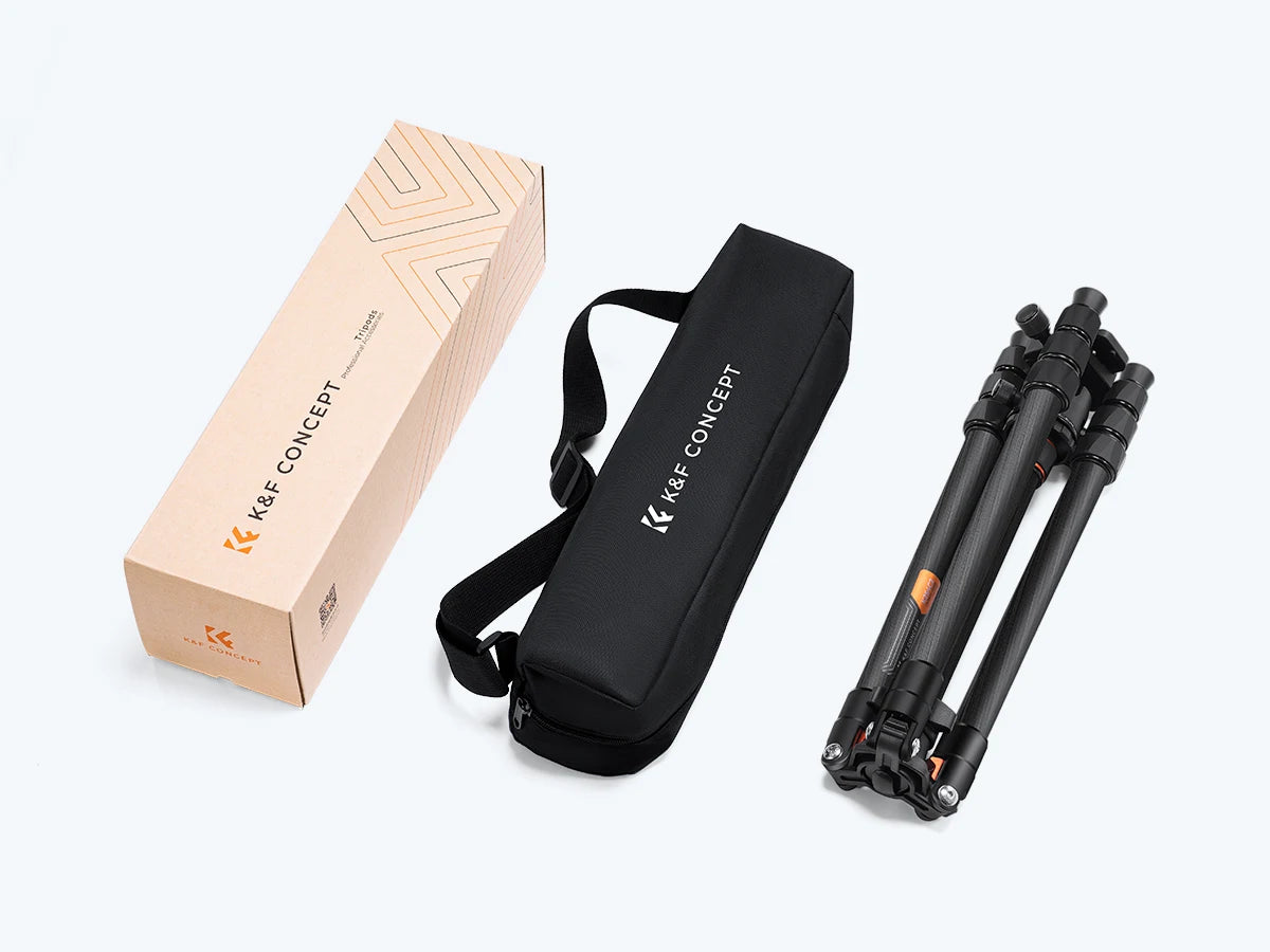 K&F Concept 64” Carbon Fiber Camera Tripod | Lightweight & Travel-Friendly