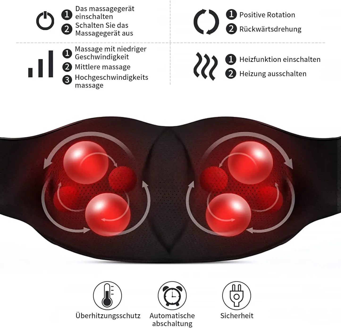 Electric Shiatsu Back, Neck & Shoulder Massager with Heat – Car & Home Use
