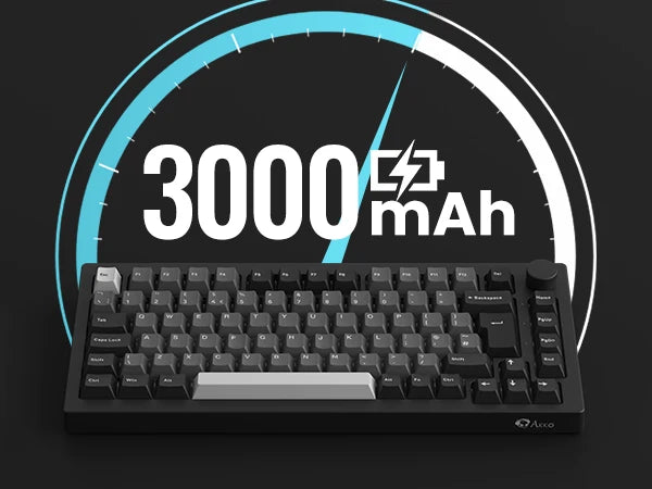 Akko 5075B Plus 75% Mechanical Gaming Keyboard Black & Silver ISO-UK Hot Swap Side LED RGB Multi-Modes 2.4GHz /USB Type-C/BT 5.0