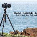 K&F Concept 64” Carbon Fiber Camera Tripod | Lightweight & Travel-Friendly