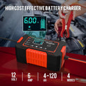 12V 6A Smart Car Battery Charger – Automatic Fast Charger with Pulse Repair & LCD Display
