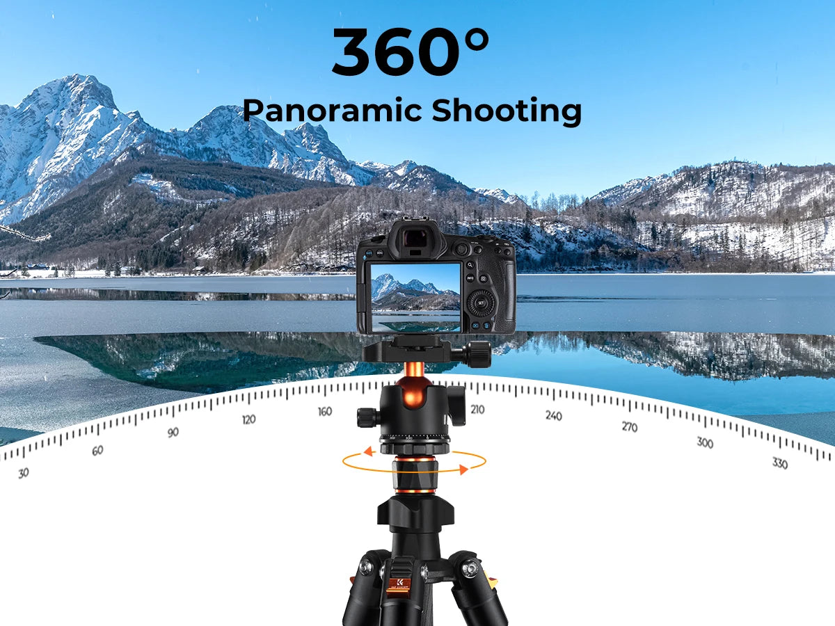 K&F Concept 64” Carbon Fiber Camera Tripod | Lightweight & Travel-Friendly