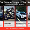 12V 6A Smart Car Battery Charger – Automatic Fast Charger with Pulse Repair & LCD Display