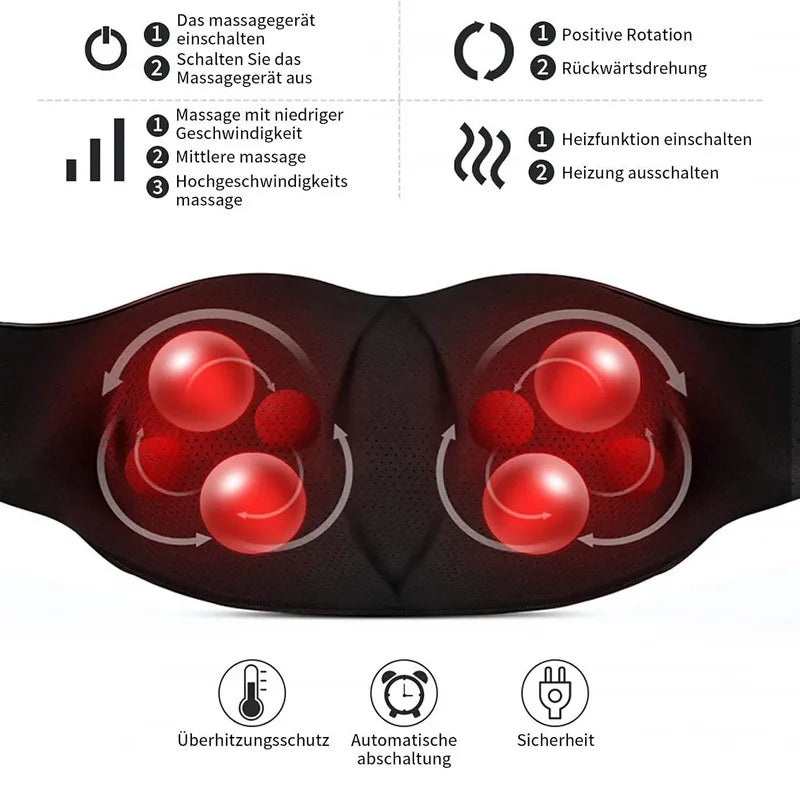 Electric Shiatsu Back, Neck & Shoulder Massager with Heat – Car & Home Use