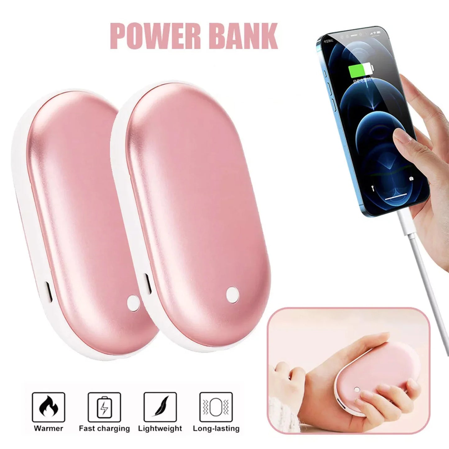 2-in-1 Rechargeable Hand Warmer & Power Bank – Stay Warm & Stay Charged!