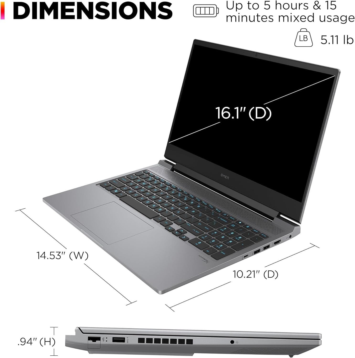 OMEN 16 Inch Laptop, FHD 144Hz Display, Intel Core I7-14700Hx, 16 GB RAM, 512 GB SSD, NVIDIA Geforce RTX 4060 GPU (8 GB Dedicated), Windows 11 Home, 16-Ae0009Nr (2024)