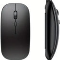 Ultra Thin Black 2.4Ghz Wireless Rechargeable Scroll Wheel Silent Optical Cordless Mouse for Computer PC Laptop Tablets Premium Slim Silent Mice for Gaming Travel Office Work with USB Adapter