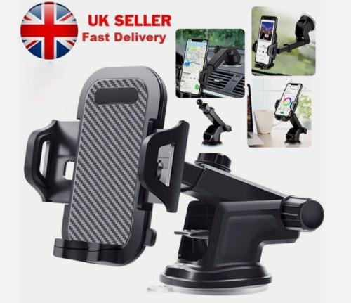 Universal Car Phone Holder – 360° Rotating Windshield & Dashboard Mount