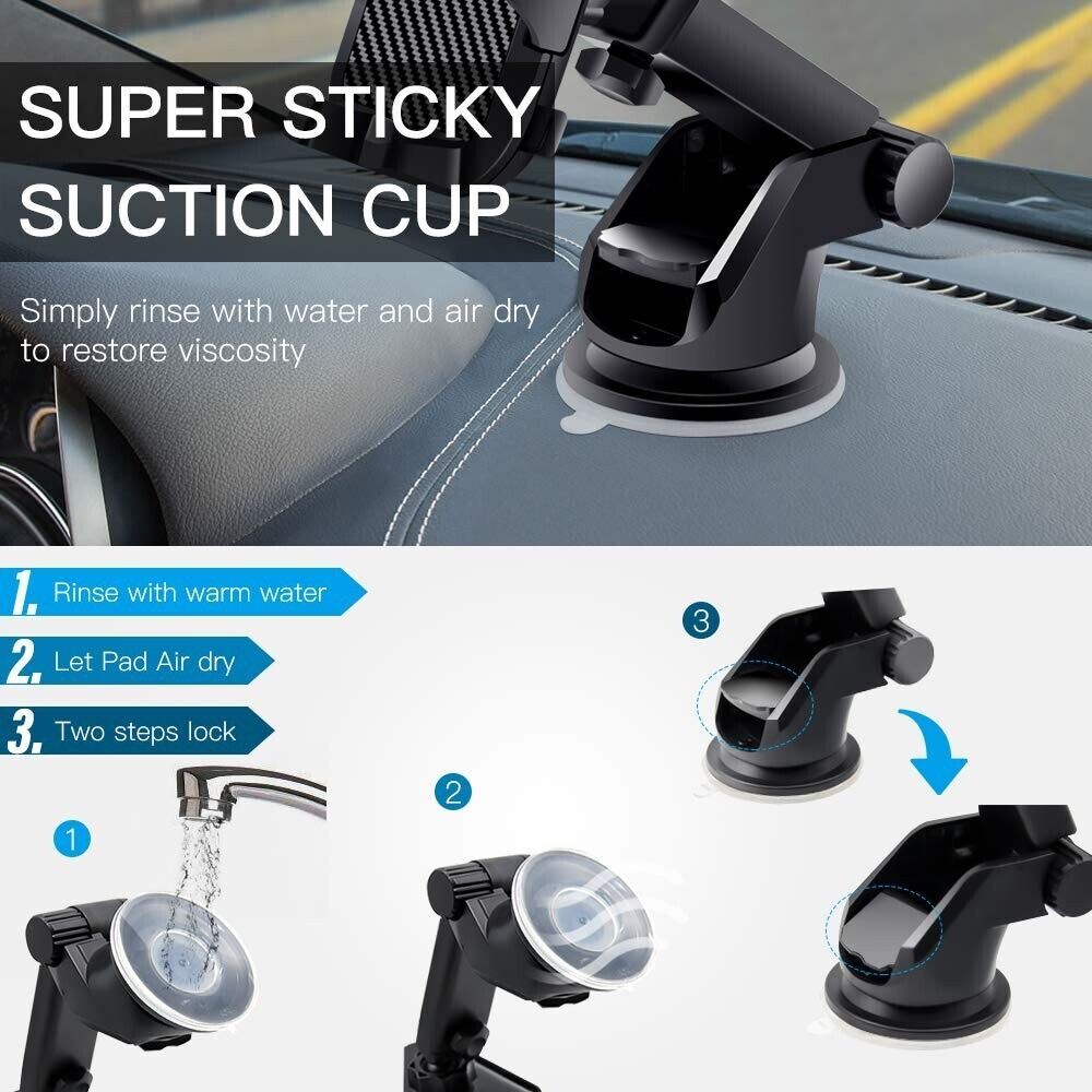 Universal Car Phone Holder – 360° Rotating Windshield & Dashboard Mount