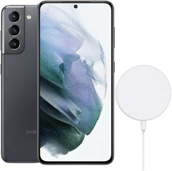Samsung Galaxy S21 5G (128GB, 8GB RAM) – 6.2" AMOLED 120Hz Display, Snapdragon 888, Fully Unlocked Global Version (AT&T, Verizon, T-Mobile) + 25W Charger & Fast Wireless Charger – Gray